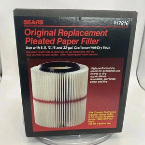 Sears OEM Replacement Pleated Paper Filter 917816 Wet Dry Vac‎ 6-32G Craftsman
